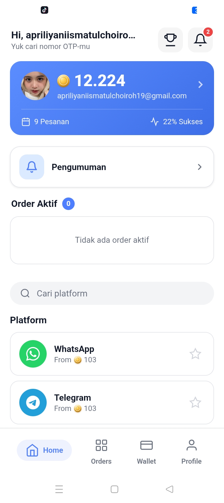 Preview Nomor Virtual OTP & Android App 1